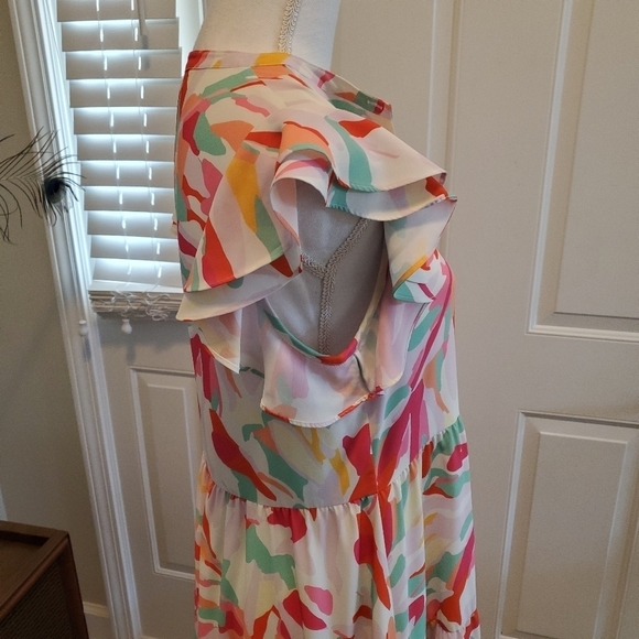 Crosby Mollie‎ Burch Dress Womens S Small Midi Colorful Tiered Pockets Easter - Picture 8 of 13